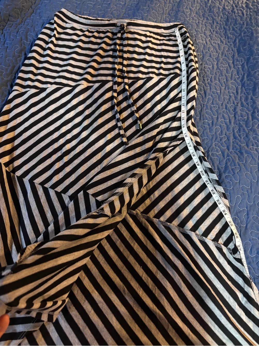 Xhilaration Black and Cream Striped Drawstring Maxi Skirt